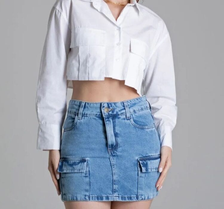 Saia Jeans Sawary Cargo em oferta