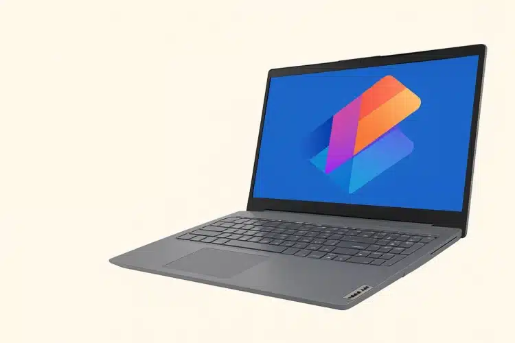 Notebook Lenovo IdeaPad 1i com design moderno, tela de 15,6 polegadas e acabamento cinza metálico em destaque